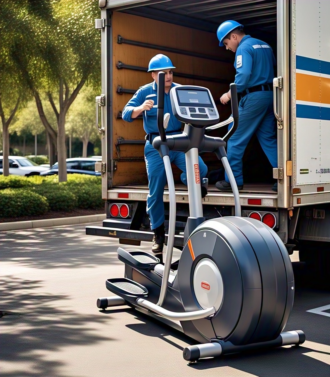 Elliptical on ground by moving truck